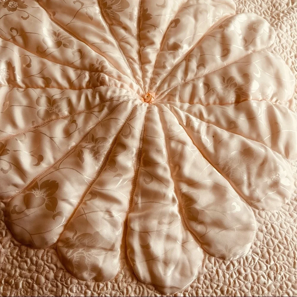 Vintage Quilt Blanket Matelasse Peach